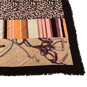 Codello 100% Fine Wool Scarf - Equestrian Leopard Print Square